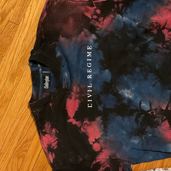 CIVIL REGIME Navy/Scarlet TyeDye Sweatshirt Unisex L Large LG NWOT w/Roses Emb - Picture 4 of 7